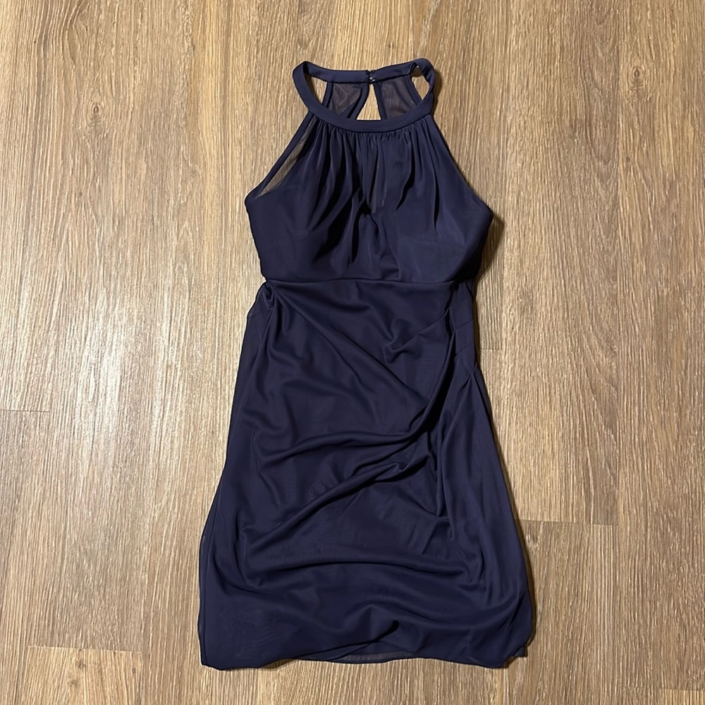 Dark Purple David’s Bridal bridesmaid dress size 2